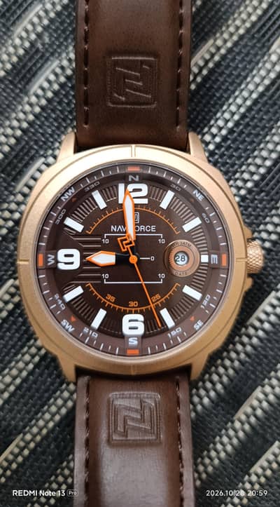 NAVIFORCE Rose gold Watch  with leather strap