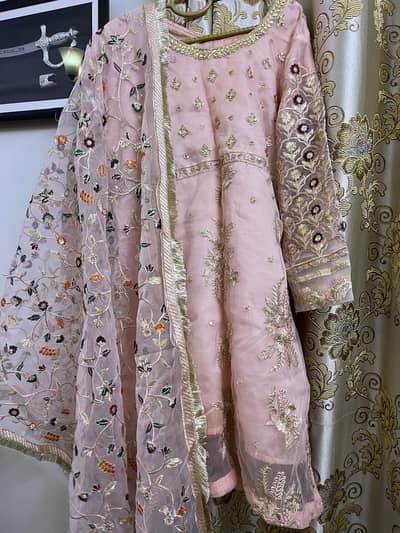 pink dress with silk trouser