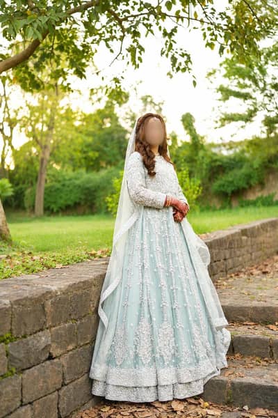 Beautiful Bridal Walima Dress for Sale - Ice blue heavy embroidery