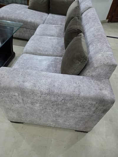 Sofa Set, L shaped Sofa, Dewan & Glass Center Table