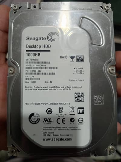 1 tb harddisk 100 percent health slightly used