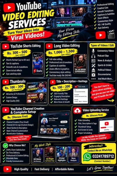 Professional YouTube Video Editing | Shorts & Long Videos