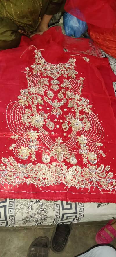 4pcs unsthiched brand new net shawar suit