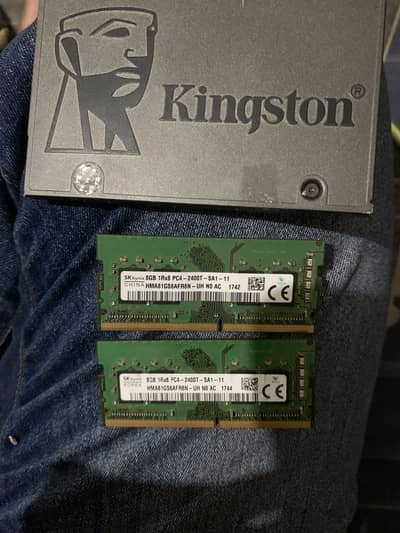 2 8gb ddr4 laptop rams and Kingston 480gb ssd