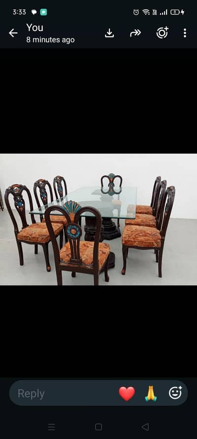 8 chairs and one shishe wala table