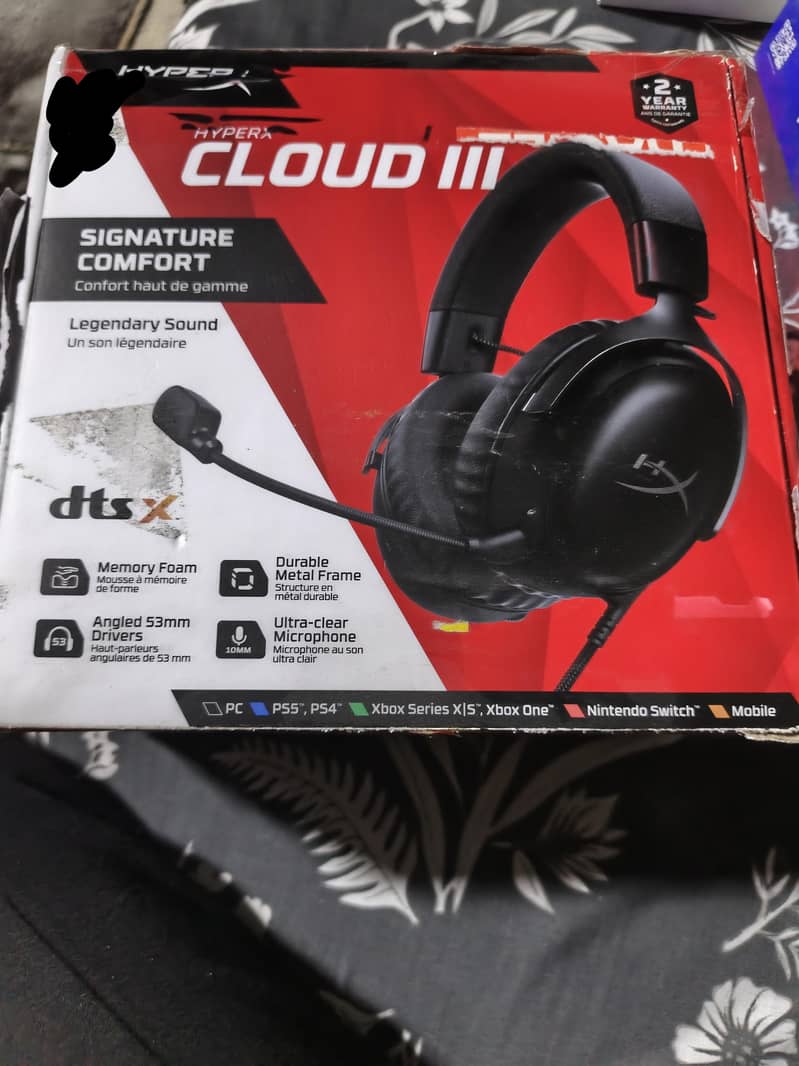 HyperX Cloud III Wired Gaming Headset – Complete Box & Accessories 3