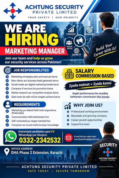 Marketing Manager Required – Security Company (Commission Based)