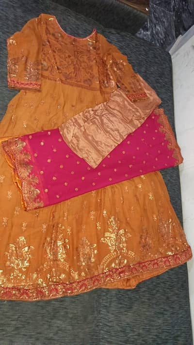 formal orange frock 3 piece