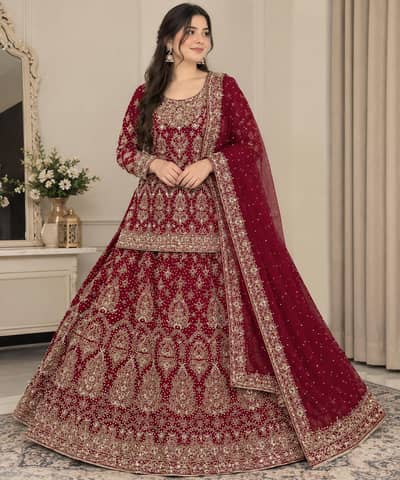 Bridal Barat Lehenga – Red & Golden Heavy Work