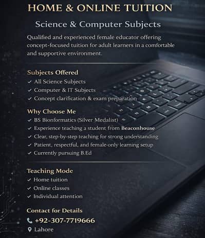 Professional Female Tutor available