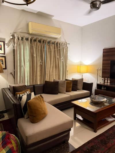 7 Seater L-Shaped Sofa Set with Burma Teak Wood Table