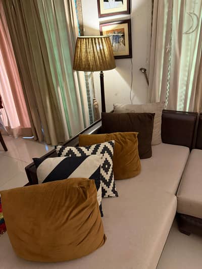 7 Seater L-Shaped Sofa Set with Burma Teak Wood Table