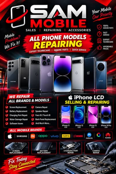 iphone | tecno | itel |samsung I vivo| All LCD | All Models repairing