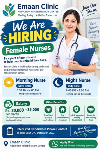 Female Nurses required-EMAAN Clinic, Johar Town 3