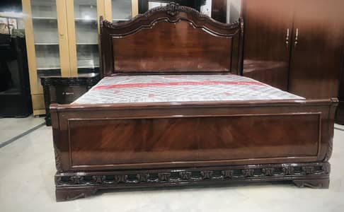 SHEESHAM BED SET WITH MATRESS.