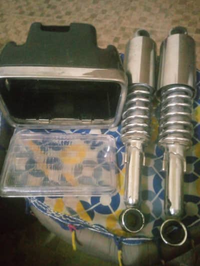 Kawasaki gto 125 genuine Chrome rear shock piar+Stanley head light