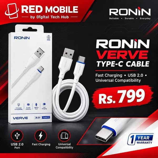 RONIN VERVE 3.0 TYPE-C CABLE — NOW ONLY Rs. 799!