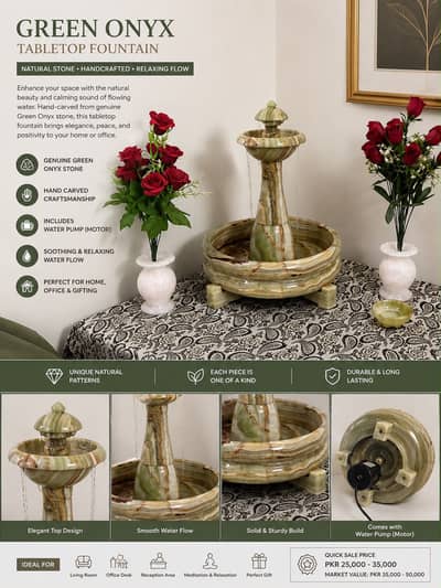 Green Onyx Tabletop Water  Fountain