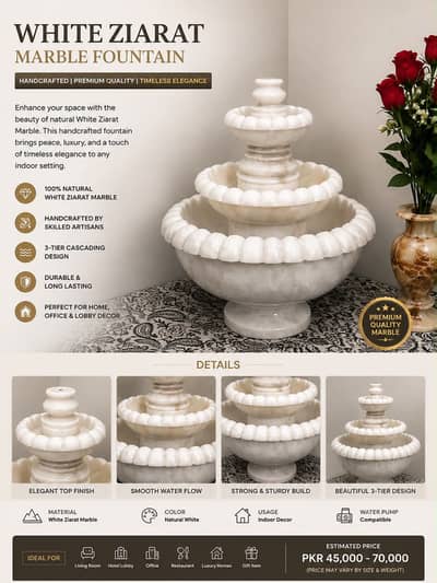 Ziarat White Marble Table Top Fountain