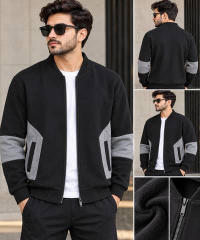 Premium Bomber Stylish Panel Zipper Jacket