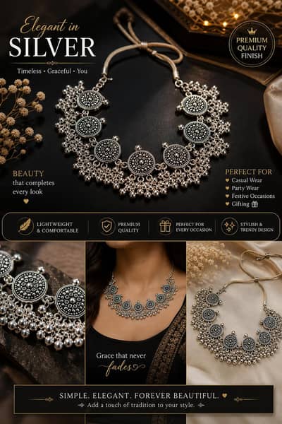 Fancy Artificial Silver Necklace for Womens