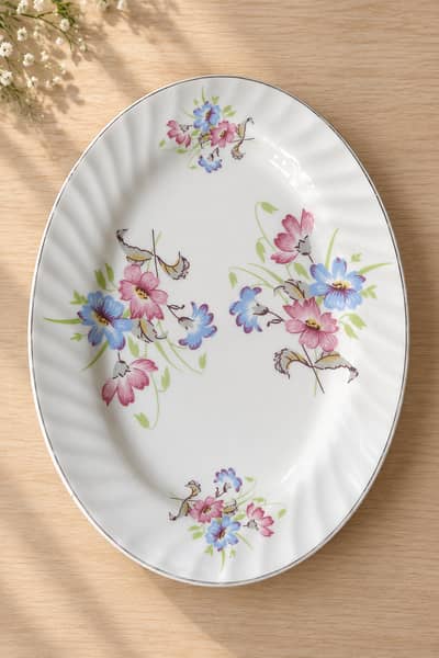 Vintage Lone China Dinner + Soup + Tea Set, 1960s-70s, Floral Design