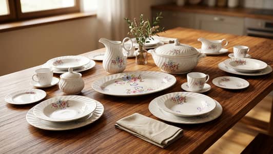 Vintage Lone China Dinner + Soup + Tea Set, 1960s-70s, Floral Design
