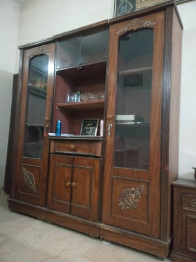 Solid Dark Brown Wooden Bed Room Full Set