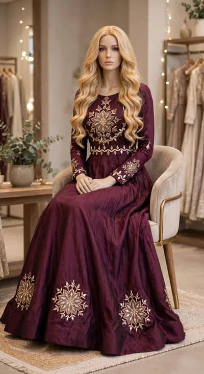 Brand newplum Marron bridal maxi long gown