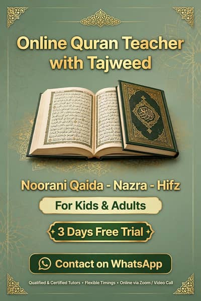 Online Quran teacher with tajweed and qirat-3 Days free trial