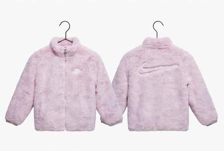 Girls Pink Nike Fur Jacket - Imported - Warm