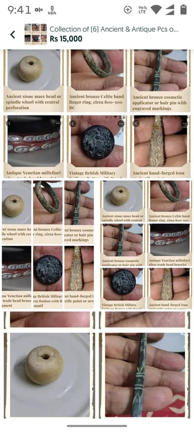 Collection of (6) Ancient & Antique Pcs of History Back to Iron Age,