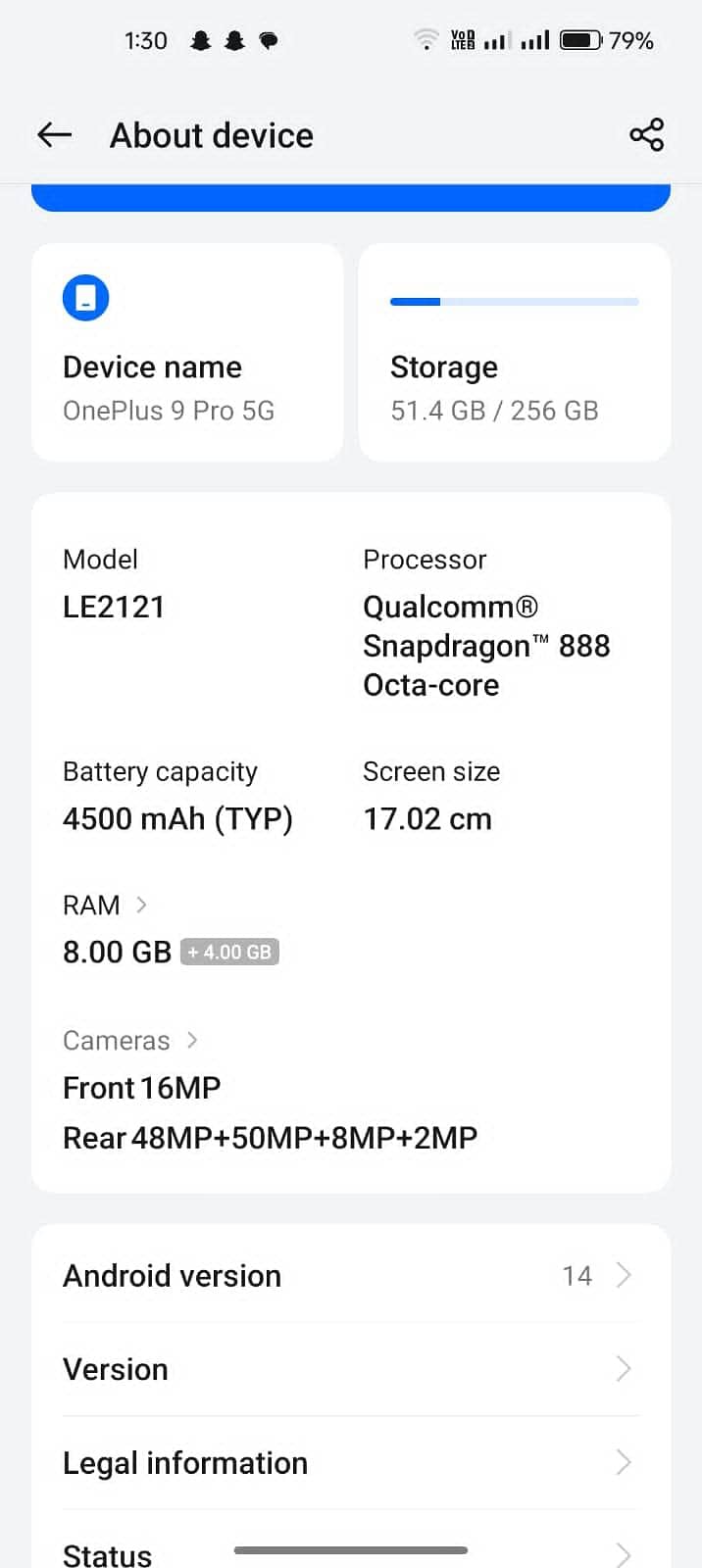 One Plus 9 Pro only 8 lines 4