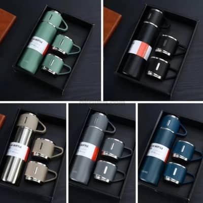 3 Cup 500ML Double-Layer Stainless Steel Vacuum Flask Set | Hot & Cold