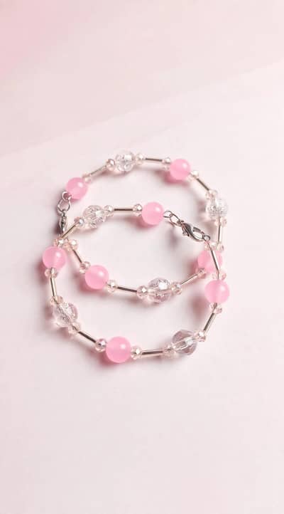 Pink Crystal Bracelet - Handmade New