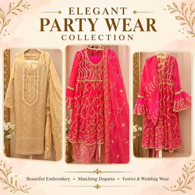 Beautiful Embroidered Ladies Party Wear Dresses with Dupatta
