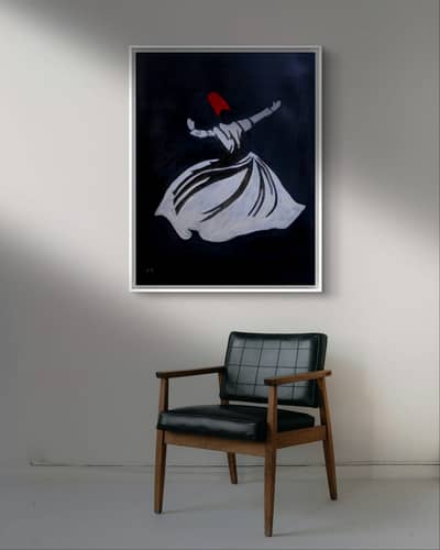 Hand-Painted Whirling Dervish Artwork – Elegant Wall Decor