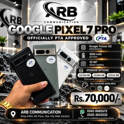 Google Pixel 7 Pro Official PTA Approved |12GB RAM | 128GB/256GB/512GB