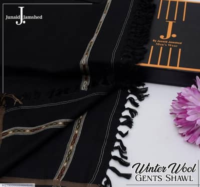Winter Wool Gents Shawl Black 3 Yards