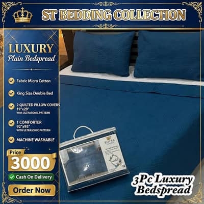 Plain bedspread 3pc luxury bedspread all Pakistan order now