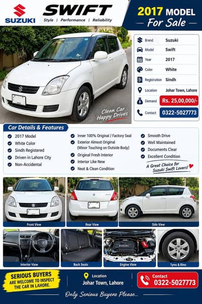 Suzuki swift Car 2017 Model For Sale
