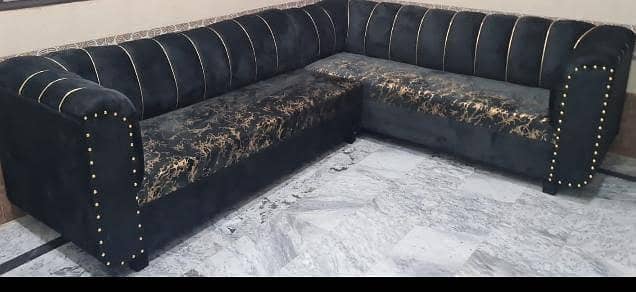 black corner wood sofa