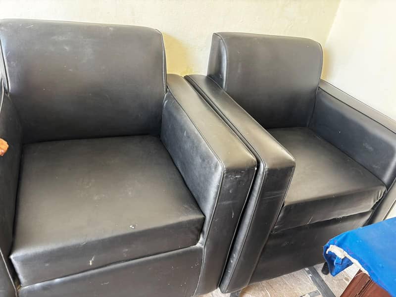 Leather Sofa chair set 4