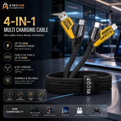 4 in one 65 w fast charging deta Cable multi charging cable