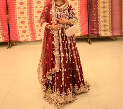 Beautiful Maroon Bridal Maxi for Sale – Almost New, Only 3 Hours Used