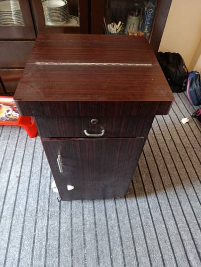 Foldable iron stand with cabinet and storage