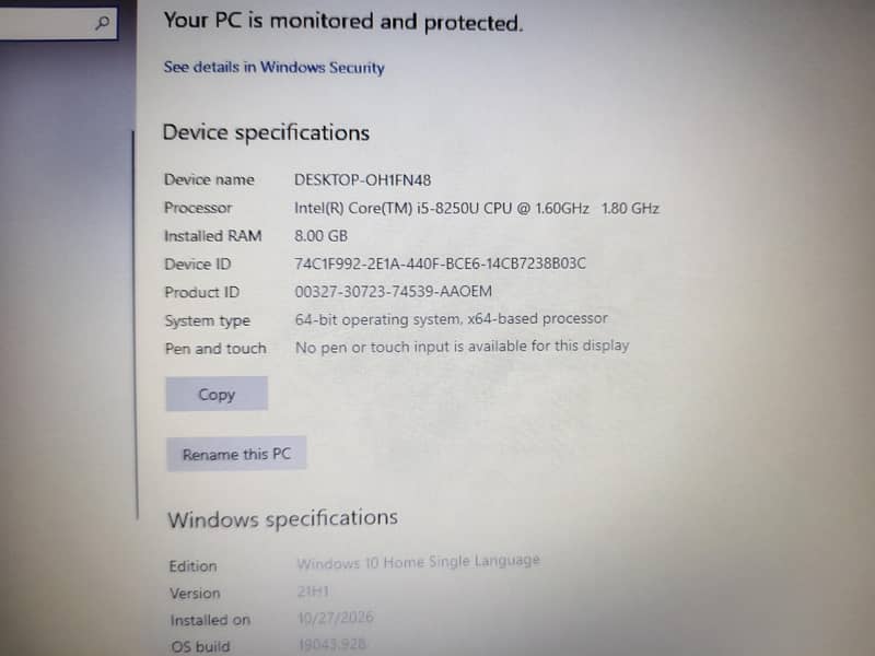 core i5 8th generation 6