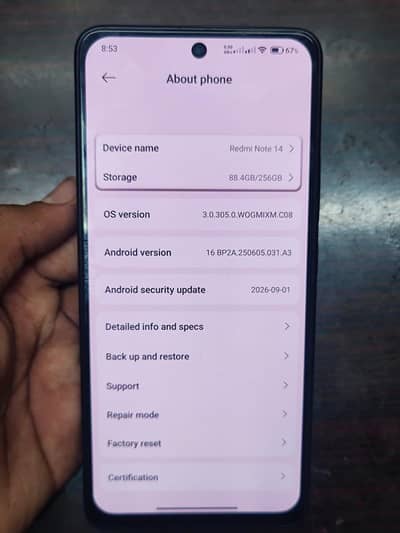 Xiaomi Redmi Note 14 PTA 8/256 screen change with box