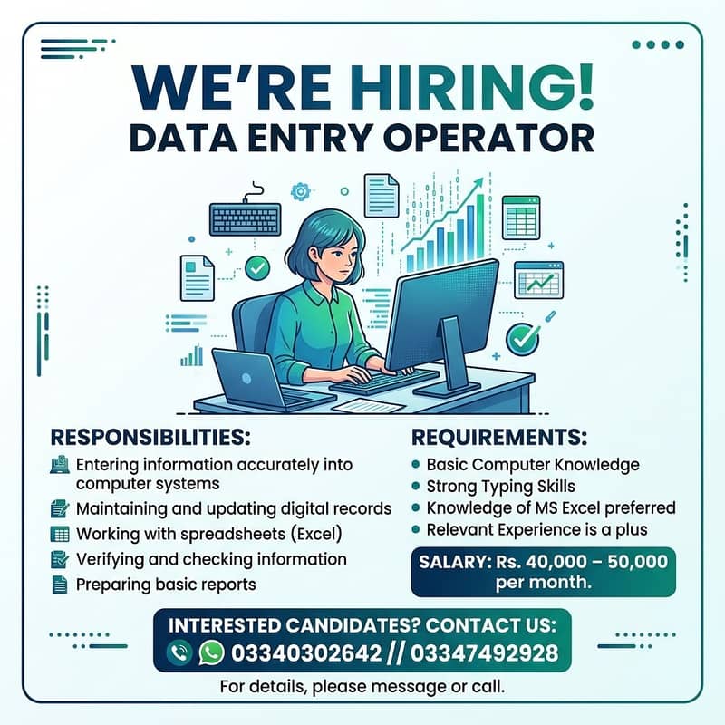 Data Entry Operator Required – Salary Rs. 40,000 to 50,000 - Other Jobs ...