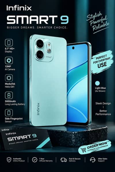 Infinix Smart 9 HD 4GB/64GB | Box & Charger